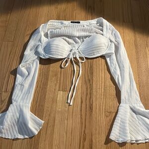 Cropped White shirt with tie